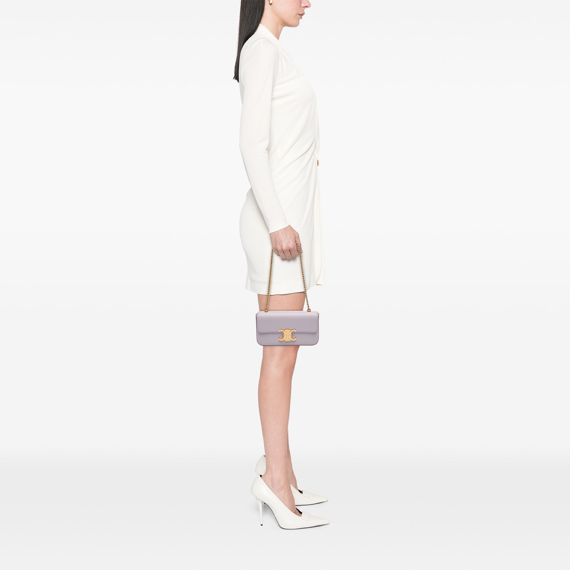 Shiny Calfskin Claude Chain Shoulder Bag