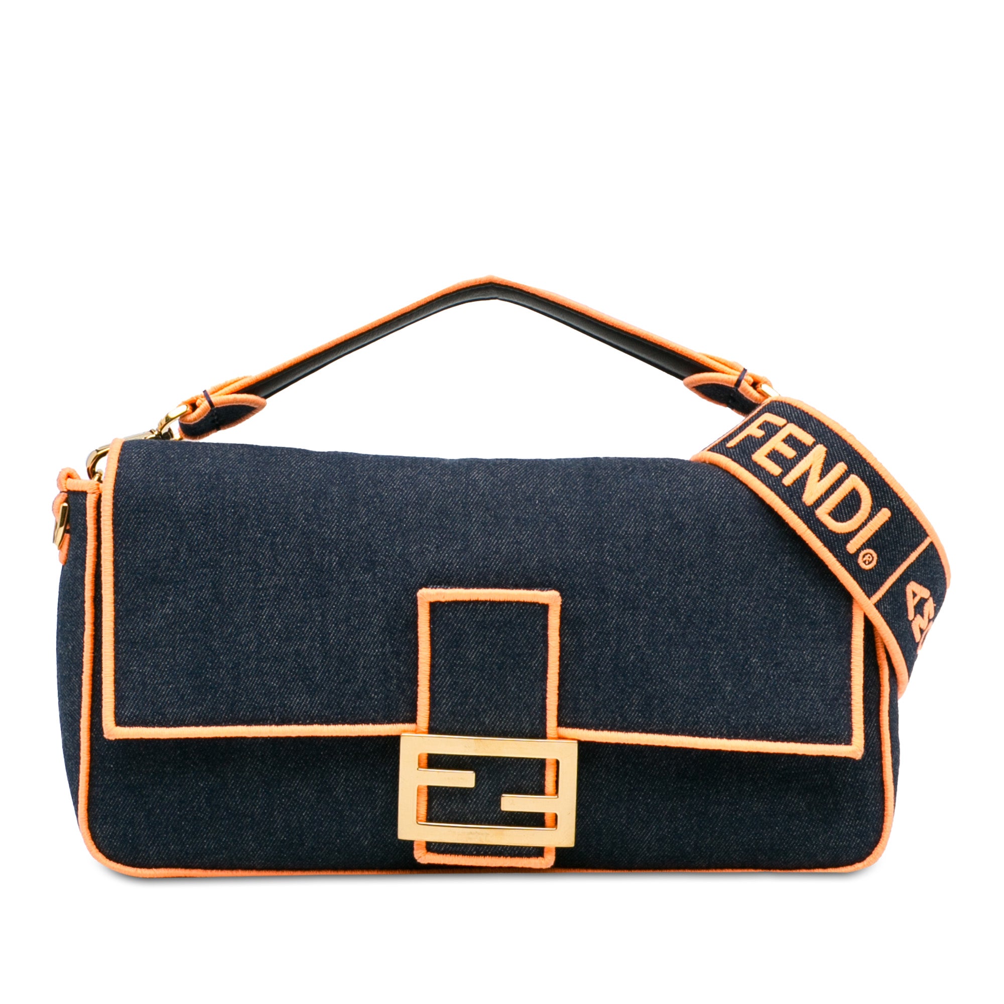 Large Denim Baguette Satchel_0