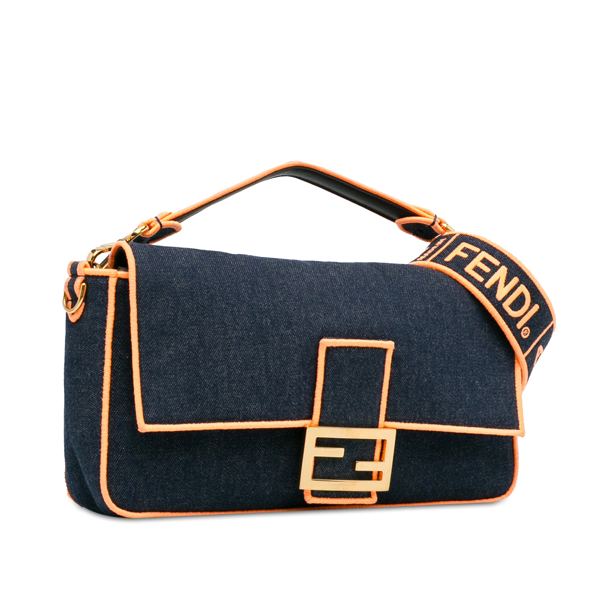 Large Denim Baguette Satchel_1