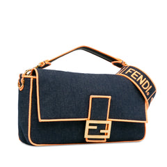 Large Denim Baguette Satchel_1