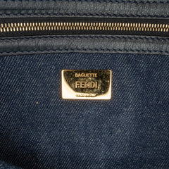 Large Denim Baguette Satchel_6