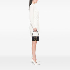 Versace Vitello Seta Fendace Mini Brooch Baguette Satchel