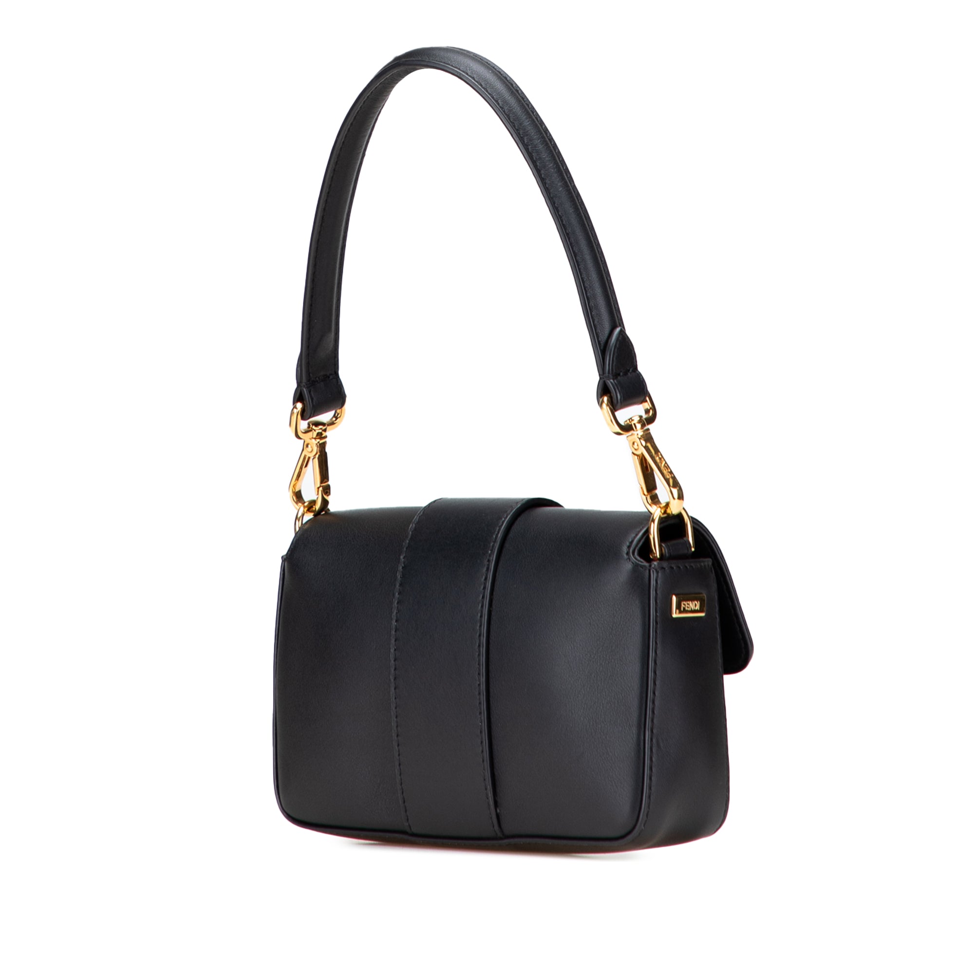 Versace Vitello Seta Fendace Mini Brooch Baguette Satchel