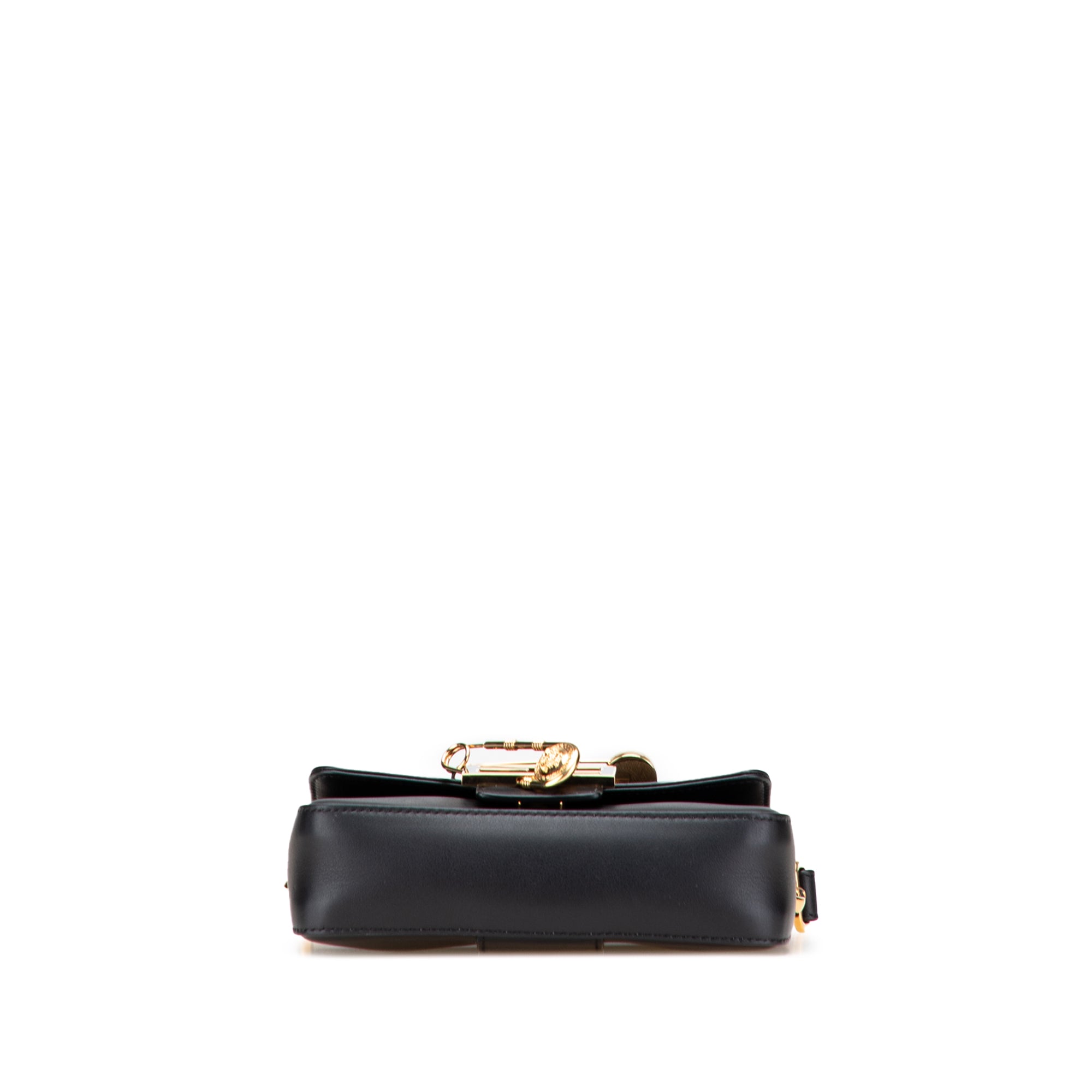 Versace Vitello Seta Fendace Mini Brooch Baguette Satchel