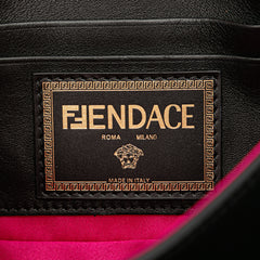 Versace Vitello Seta Fendace Mini Brooch Baguette Satchel