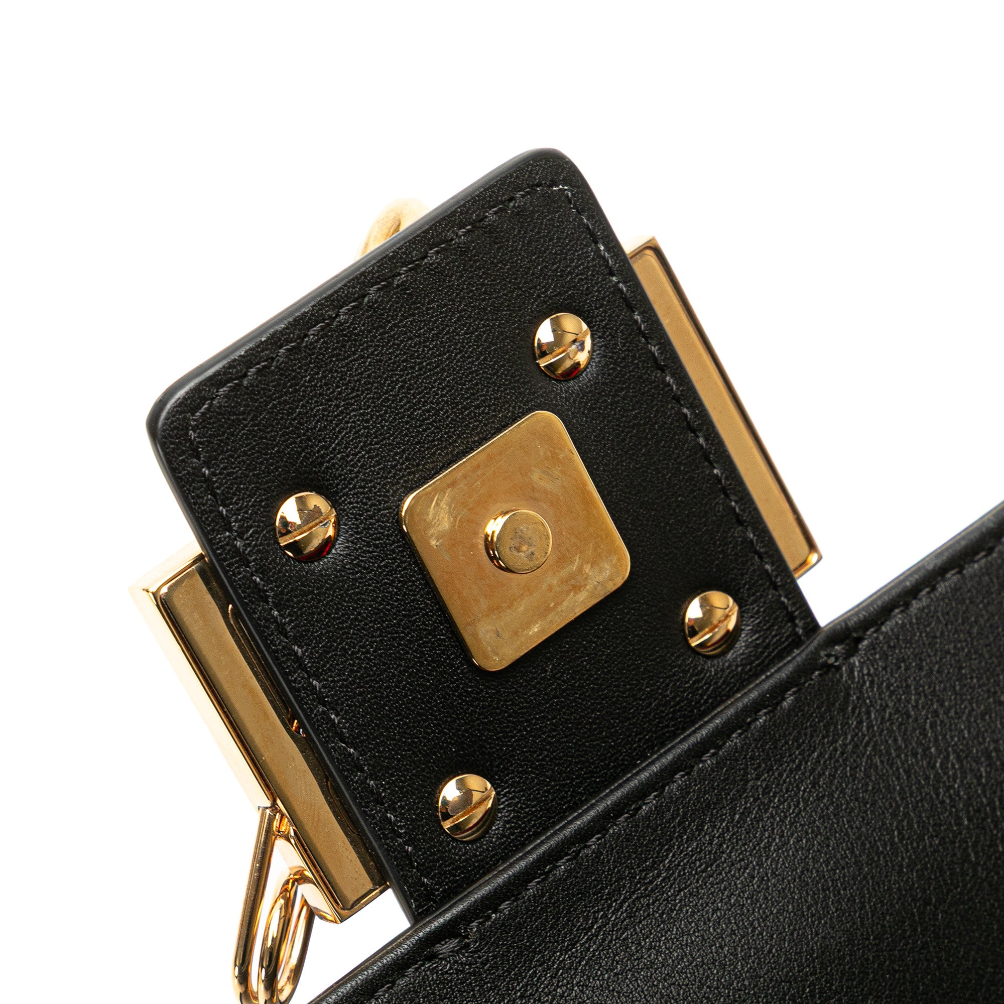 Versace Vitello Seta Fendace Mini Brooch Baguette Satchel