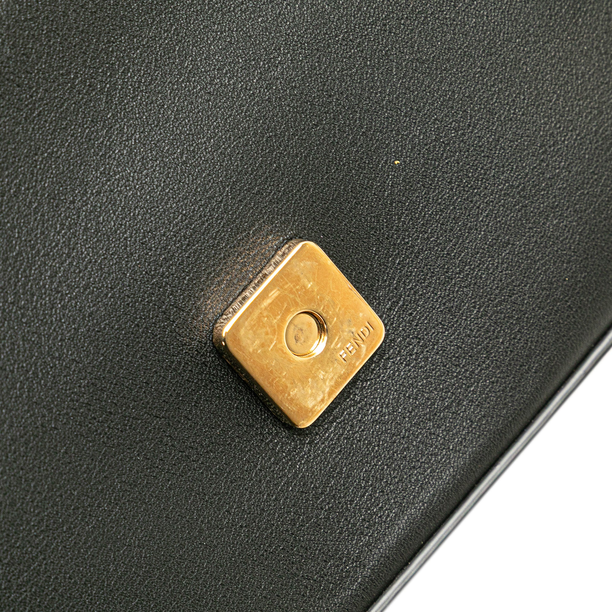 Versace Vitello Seta Fendace Mini Brooch Baguette Satchel