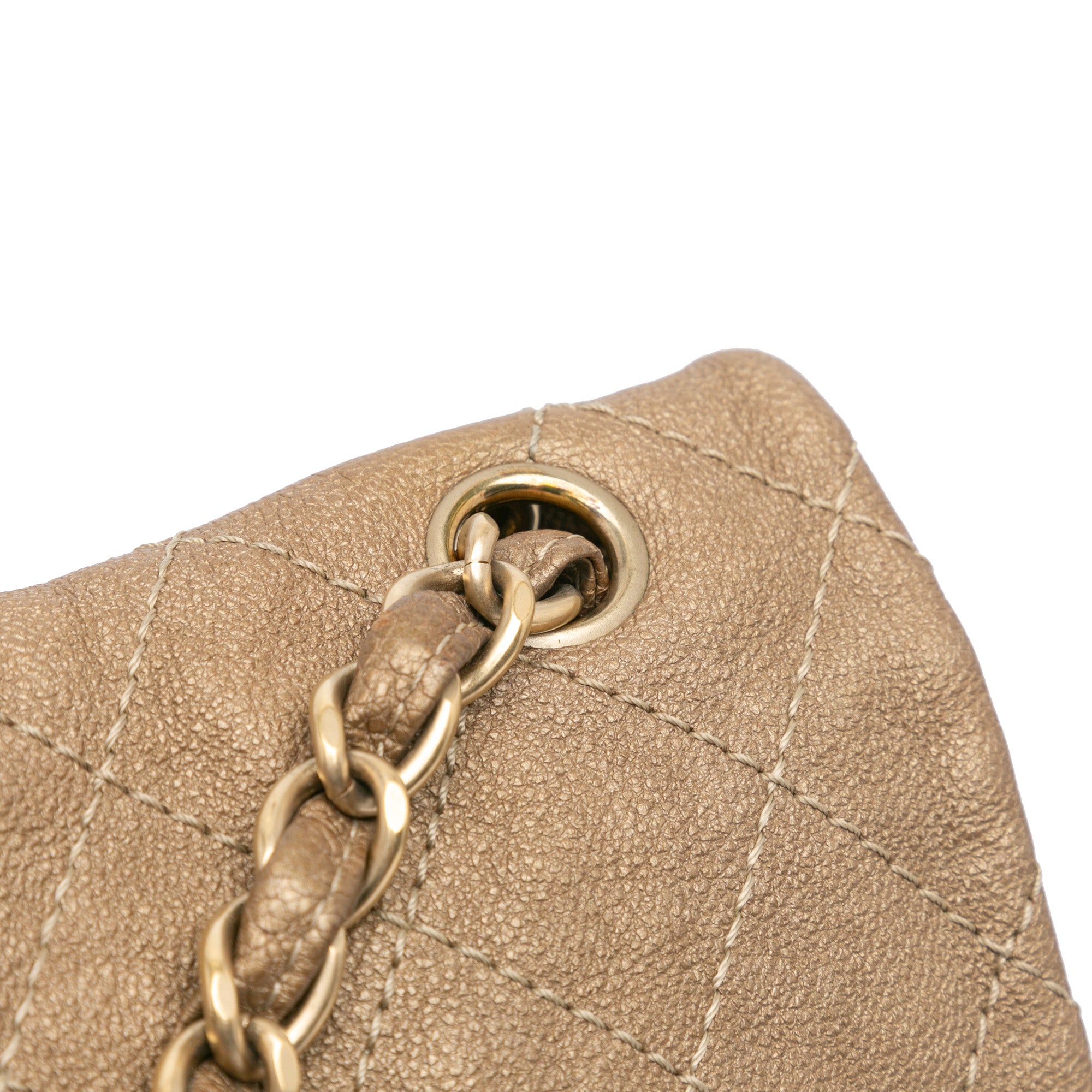 Grained Metallic Calfskin Trianon Messenger Flap