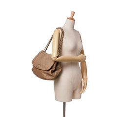 Grained Metallic Calfskin Trianon Messenger Flap