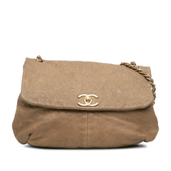 Grained Metallic Calfskin Trianon Messenger Flap