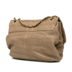 Grained Metallic Calfskin Trianon Messenger Flap
