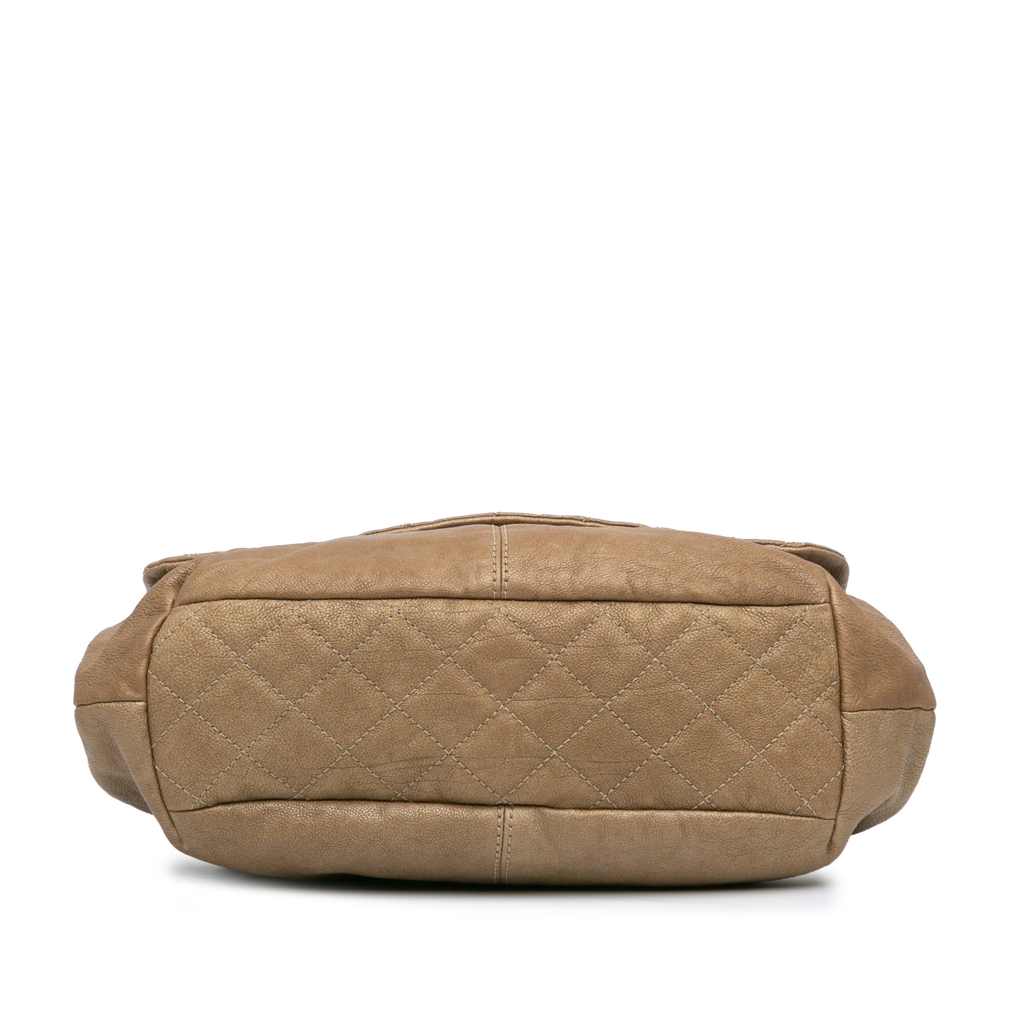 Grained Metallic Calfskin Trianon Messenger Flap
