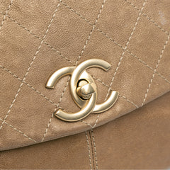 Grained Metallic Calfskin Trianon Messenger Flap