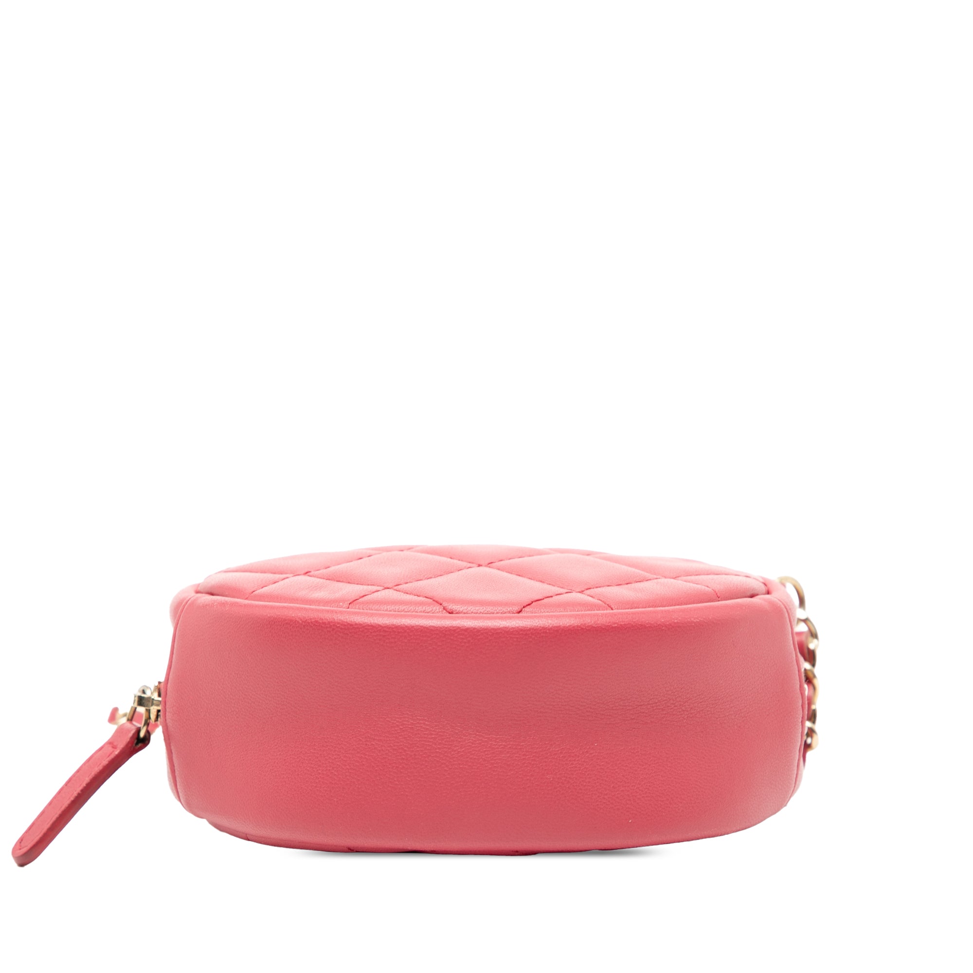 CC Quilted Lambskin Round Clutch With Chain