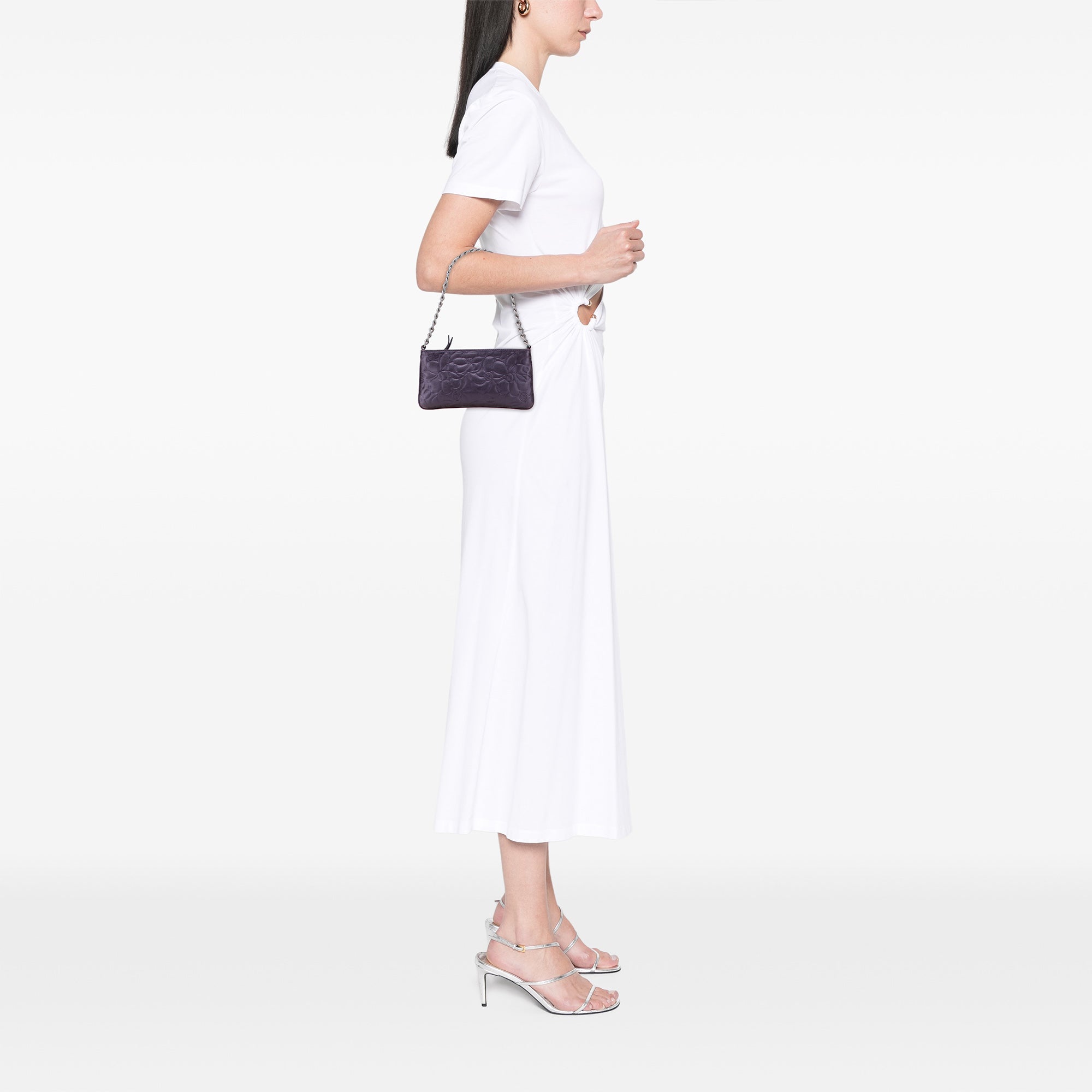 Embossed Lambskin Camellia Chain Pochette