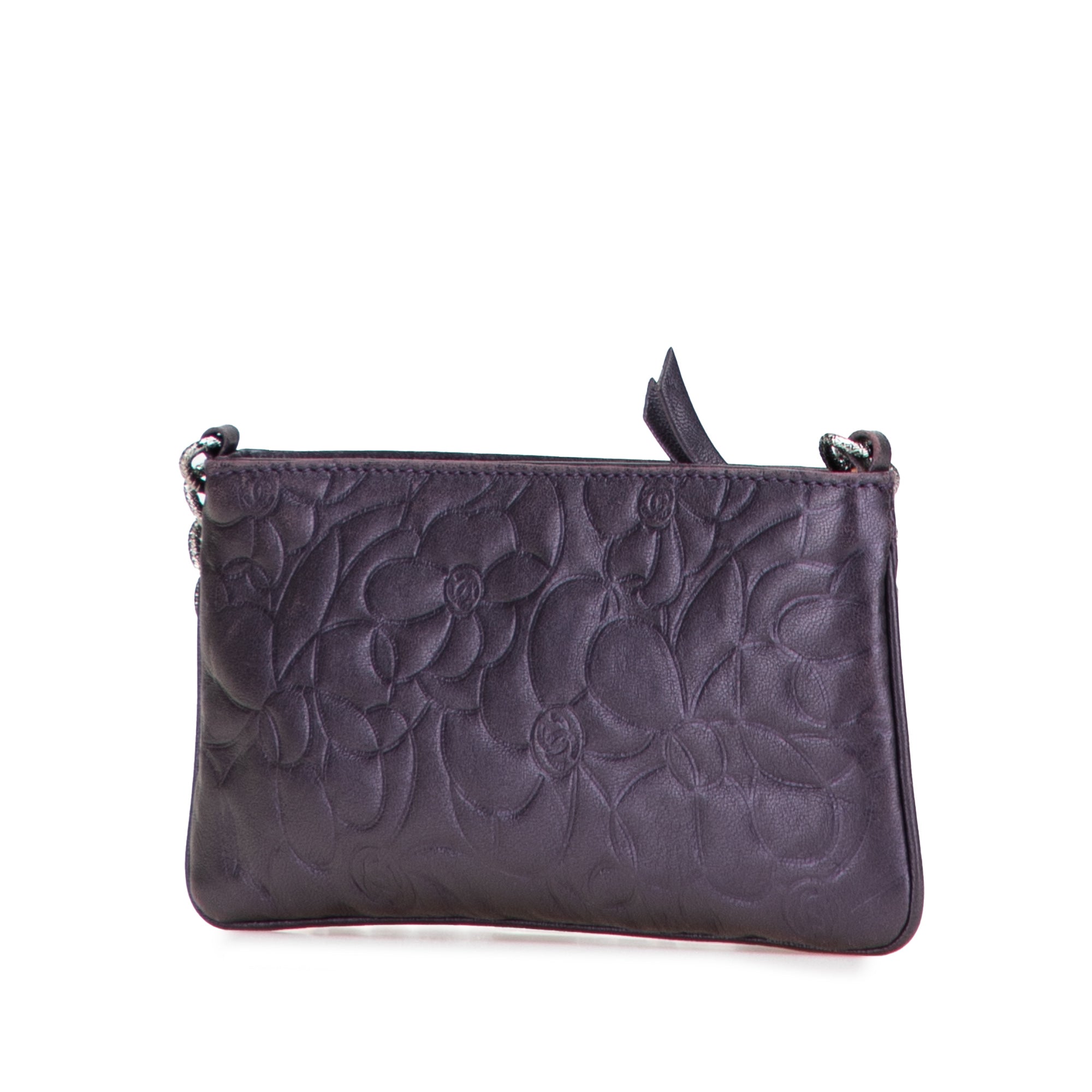 Embossed Lambskin Camellia Chain Pochette