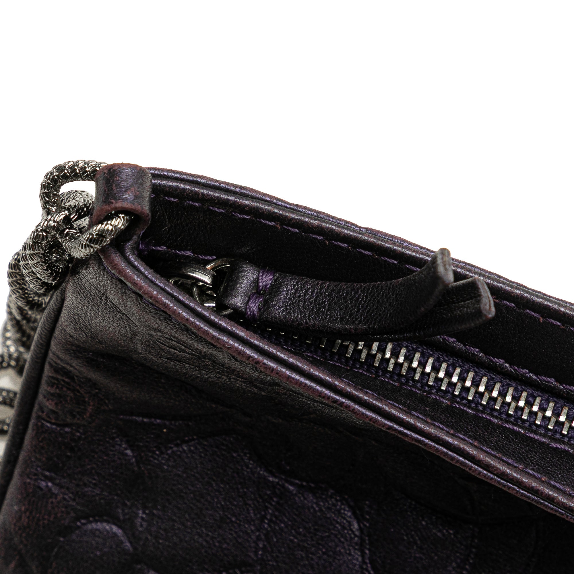 Embossed Lambskin Camellia Chain Pochette