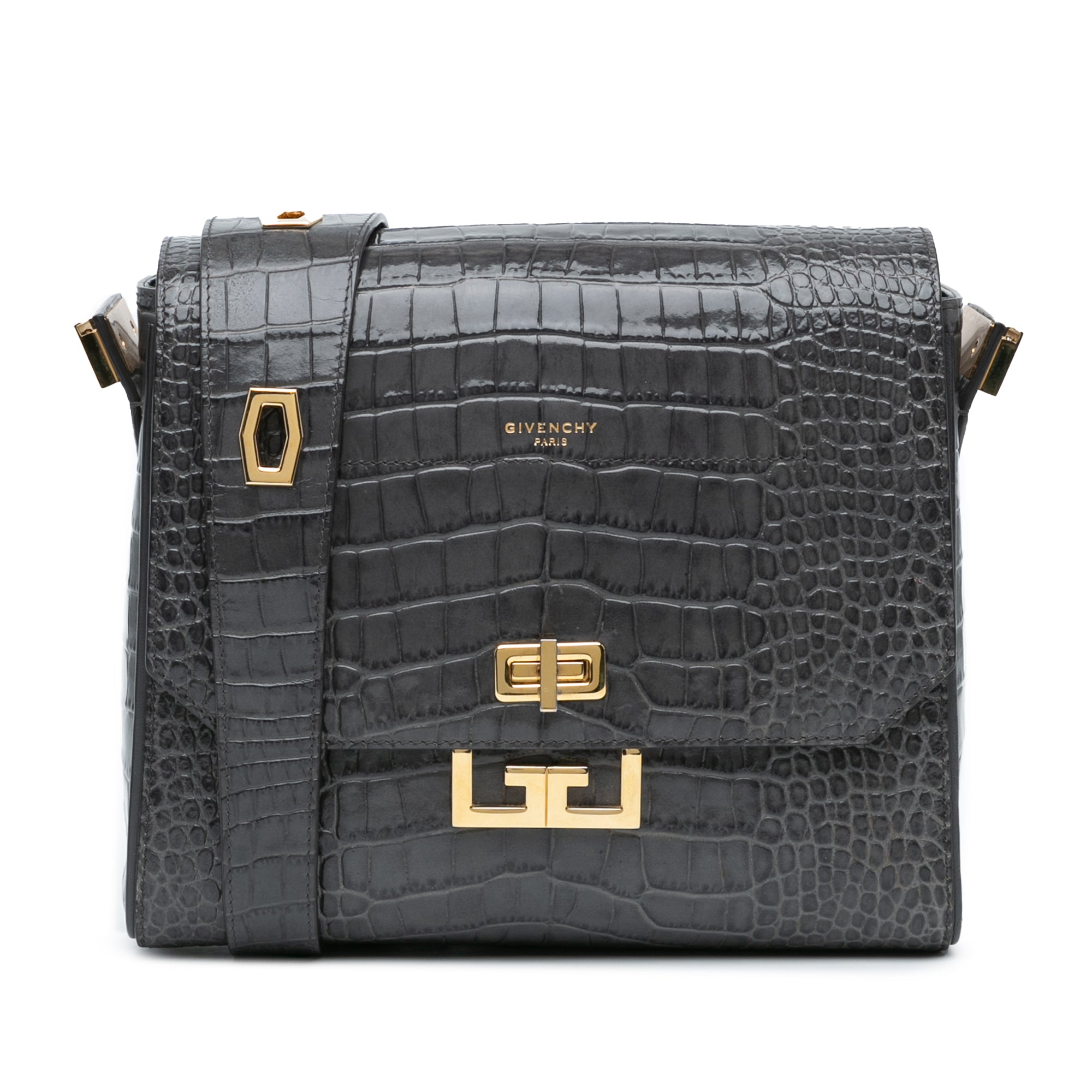 Medium Croc Embossed Eden Crossbody