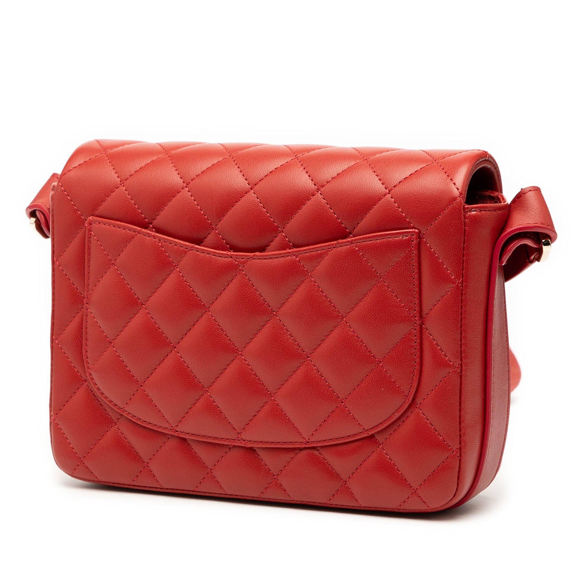 CC Quilted Calfskin Ruffle Strap Flap