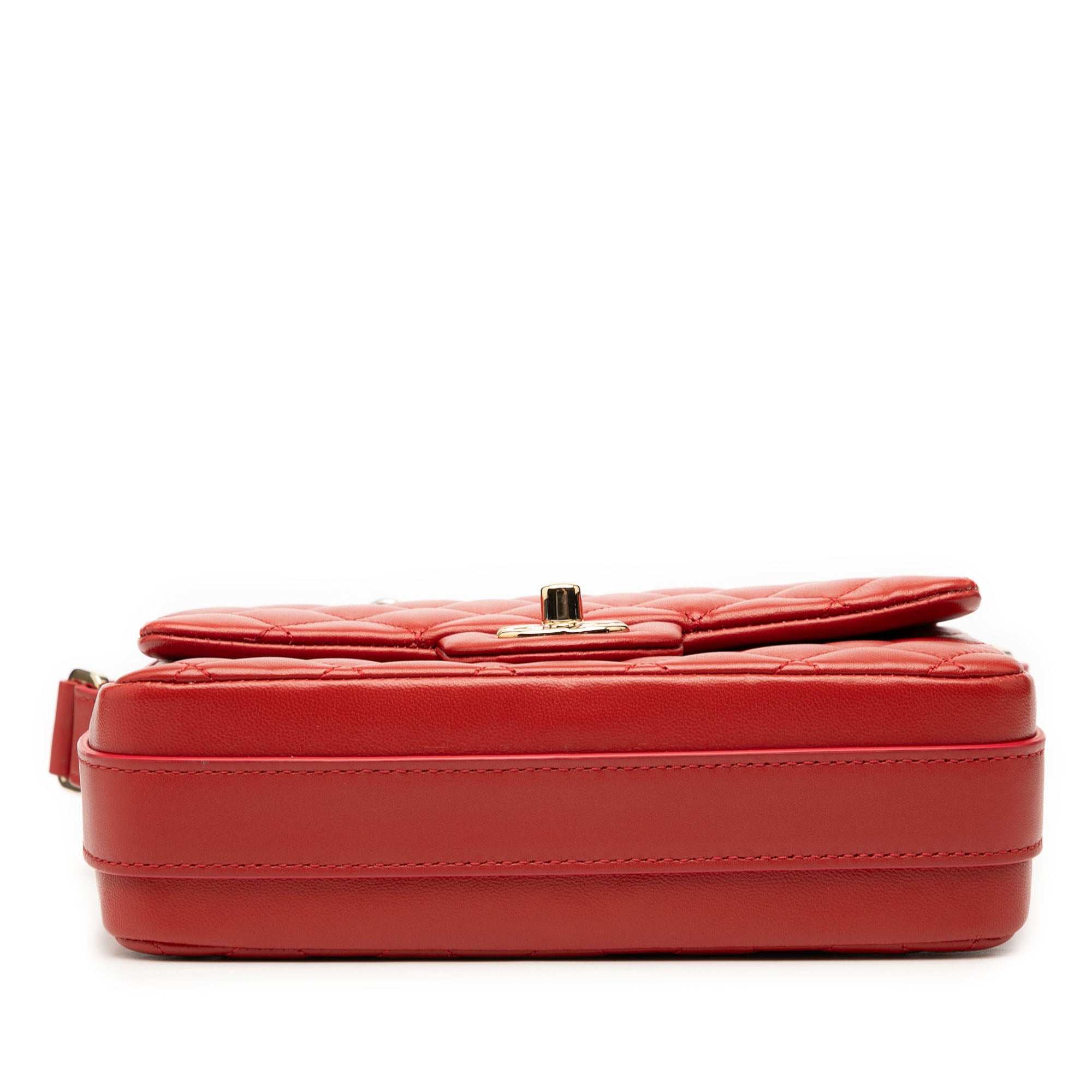 CC Quilted Calfskin Ruffle Strap Flap