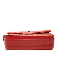 CC Quilted Calfskin Ruffle Strap Flap