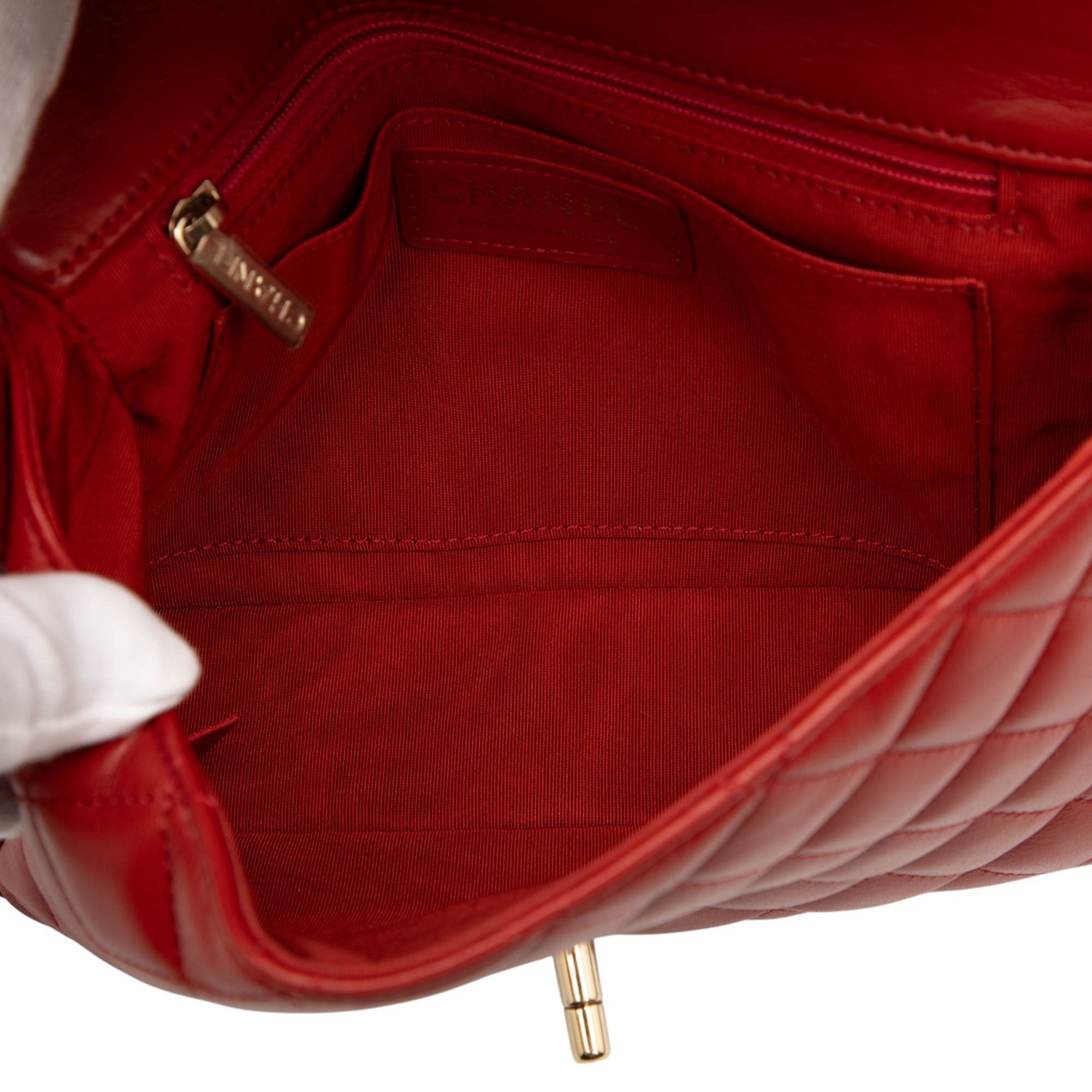 CC Quilted Calfskin Ruffle Strap Flap