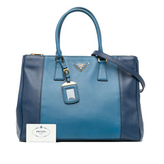 Large Bicolor Saffiano Lux Galleria Double Zip Satchel