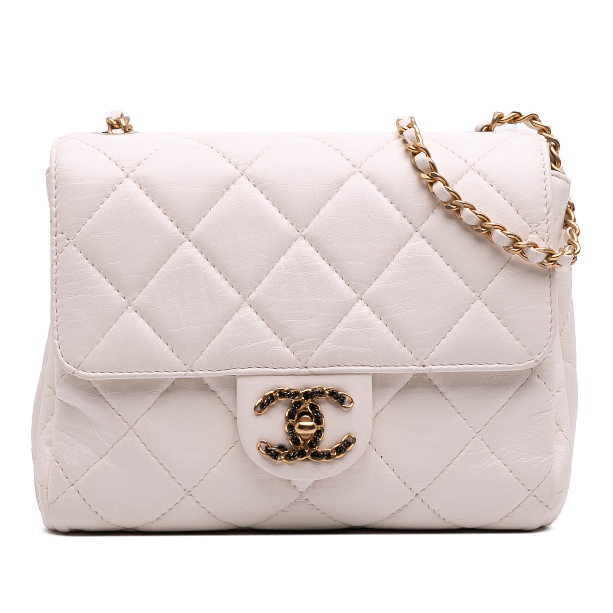 CC Quilted Aged Calfskin Accordion Flap
