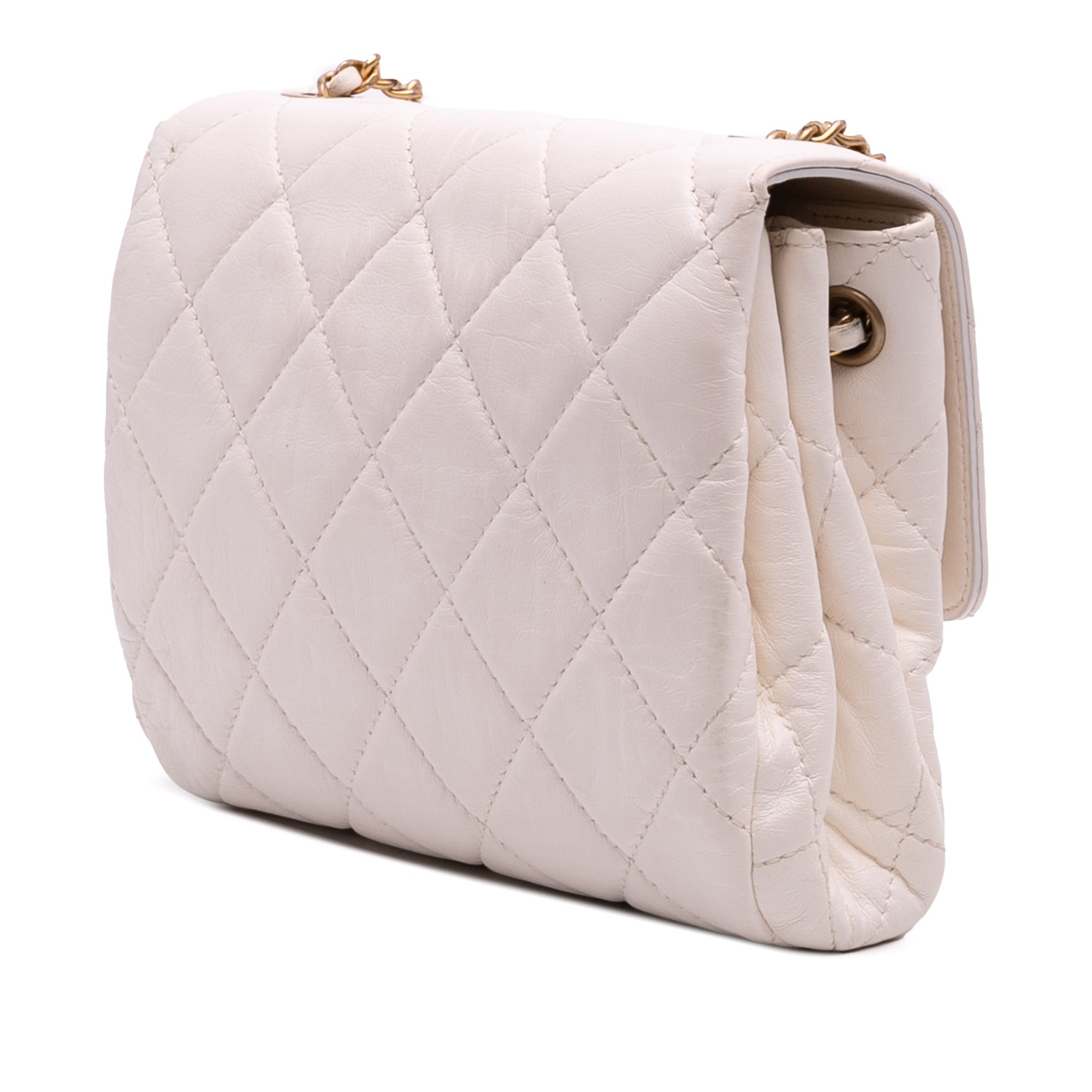 CC Quilted Aged Calfskin Accordion Flap