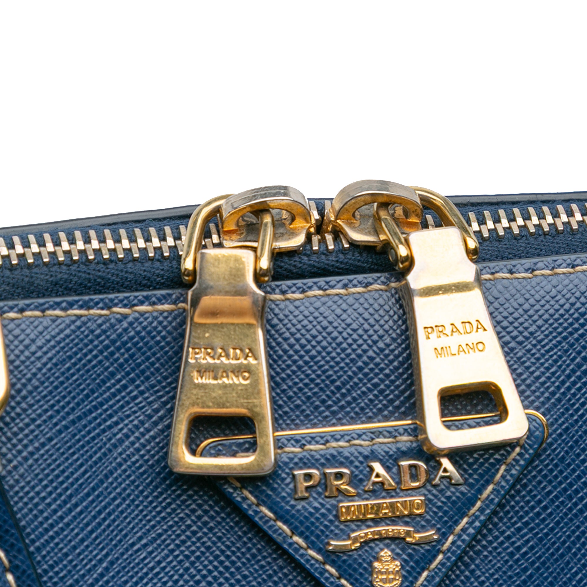 Bicolor Saffiano Lux Promenade Dome Handbag
