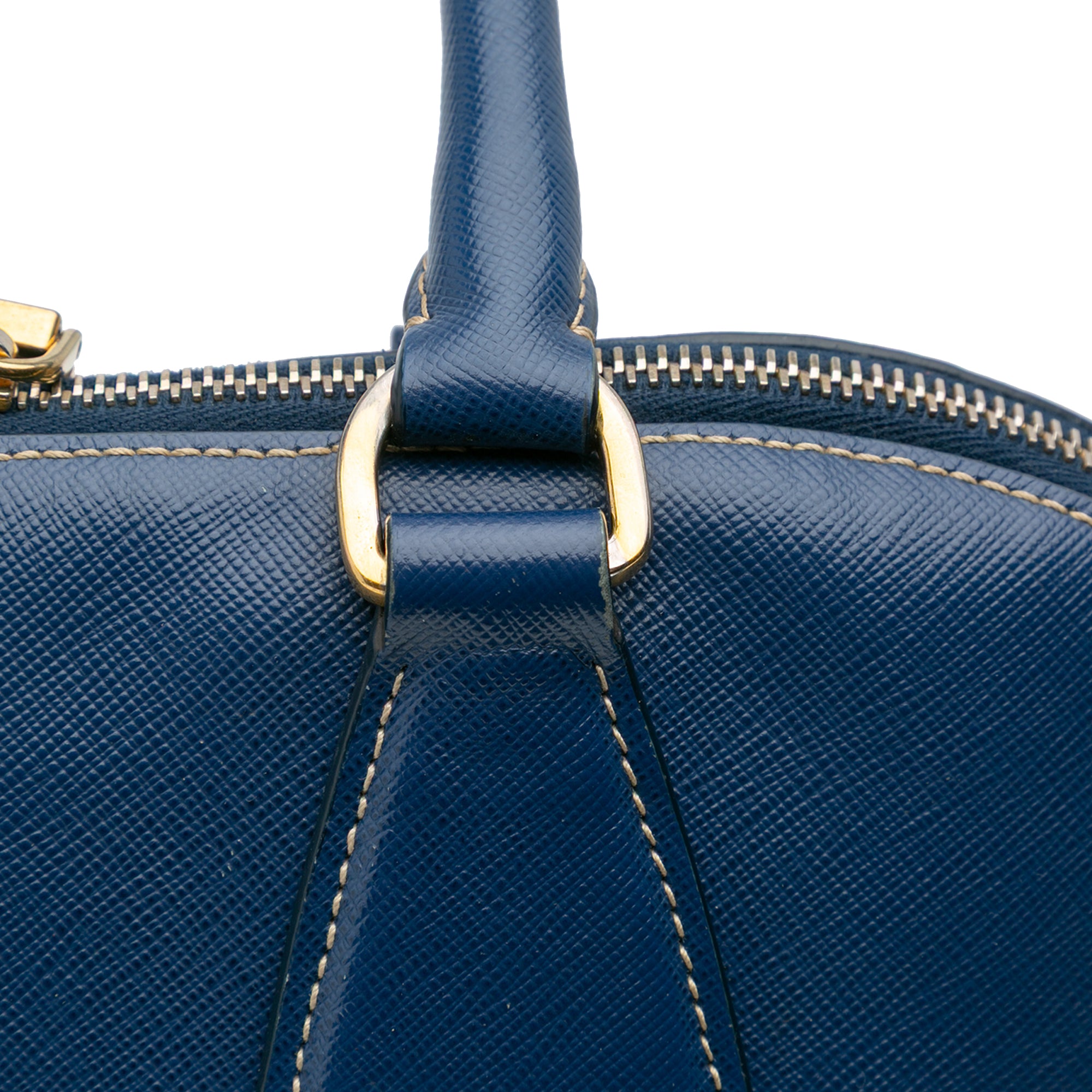 Bicolor Saffiano Lux Promenade Dome Handbag