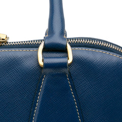 Bicolor Saffiano Lux Promenade Dome Handbag