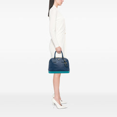 Bicolor Saffiano Lux Promenade Dome Handbag