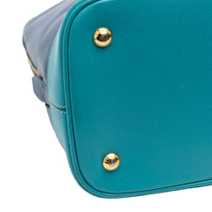 Bicolor Saffiano Lux Promenade Dome Handbag