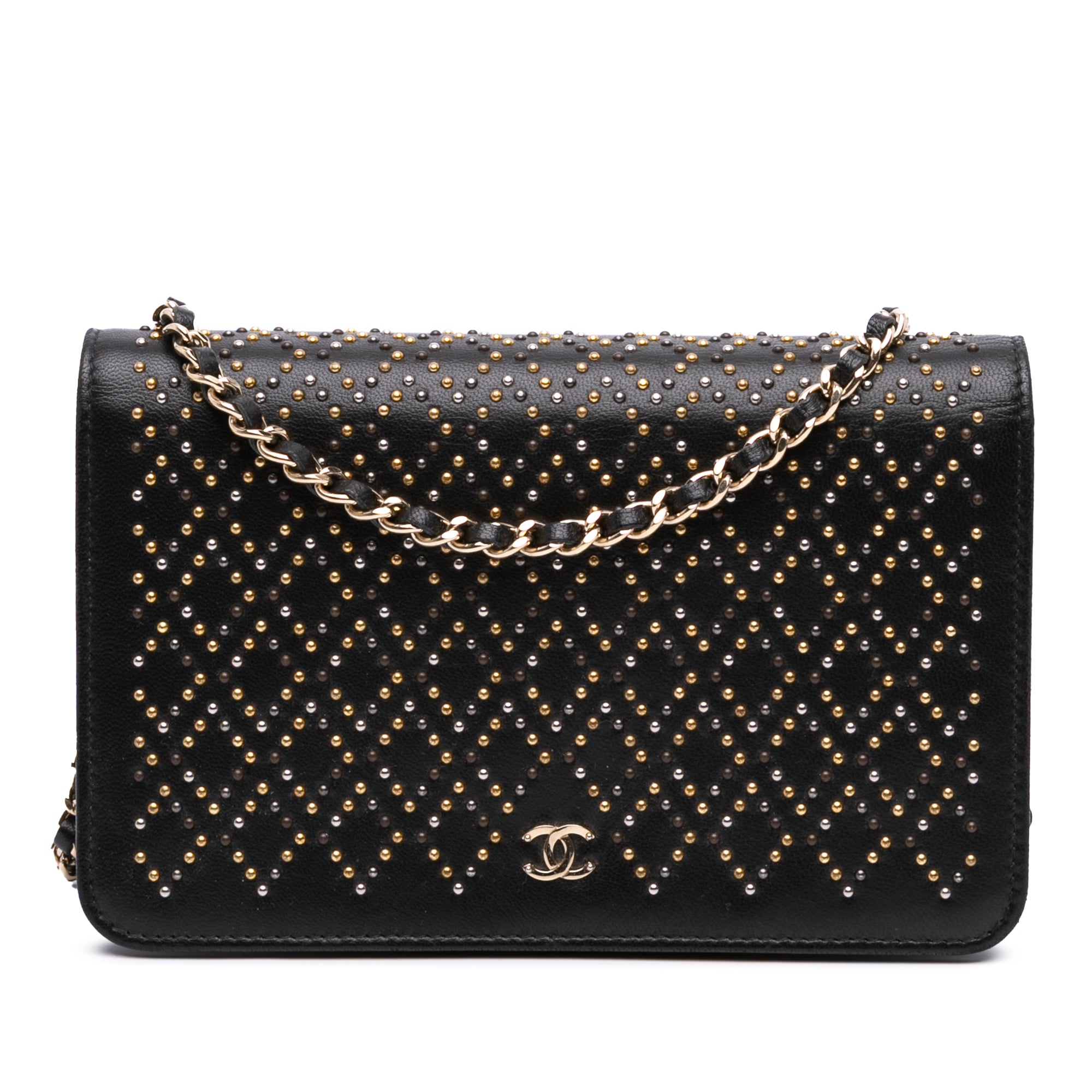 CC Studded Lambskin Wallet on Chain