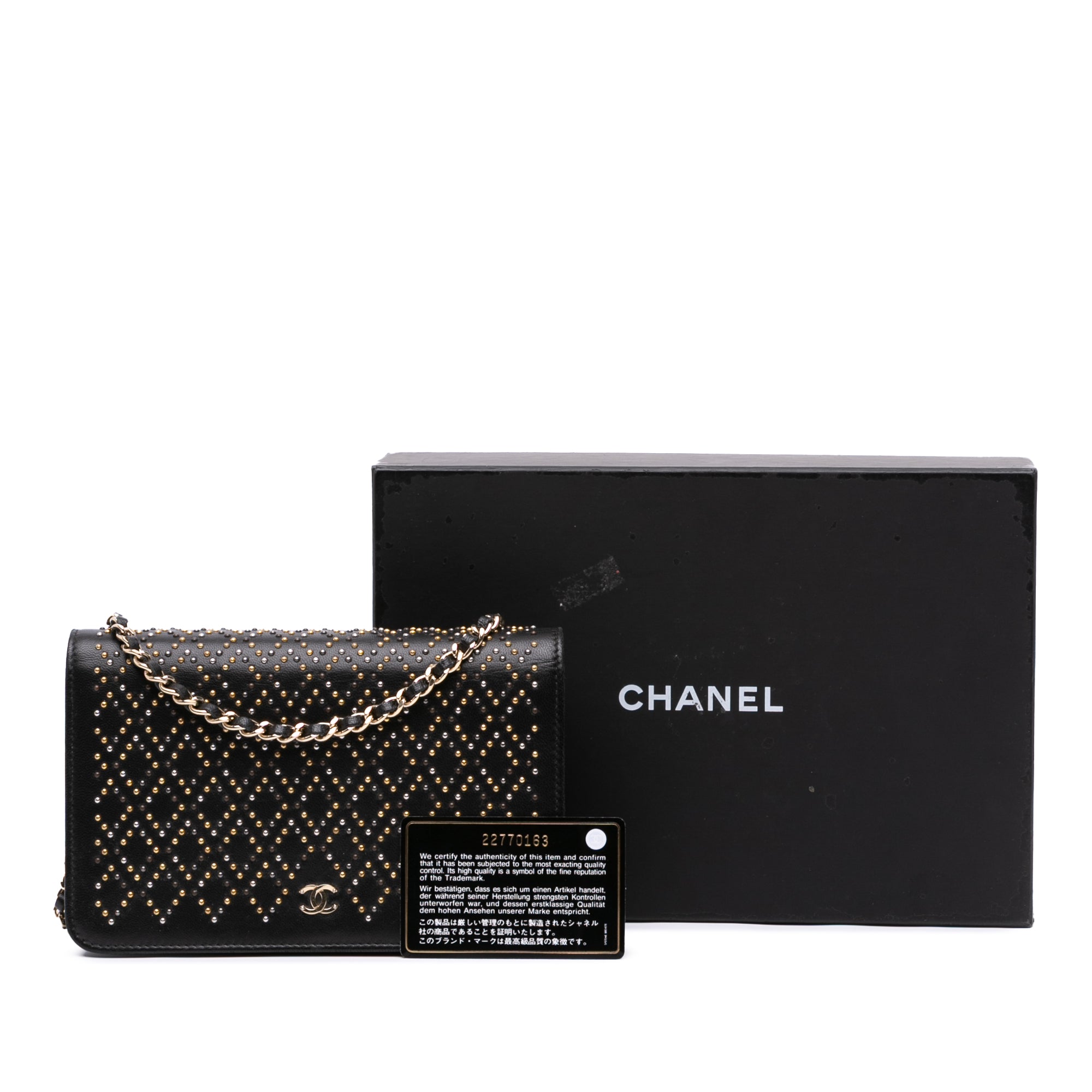 CC Studded Lambskin Wallet on Chain