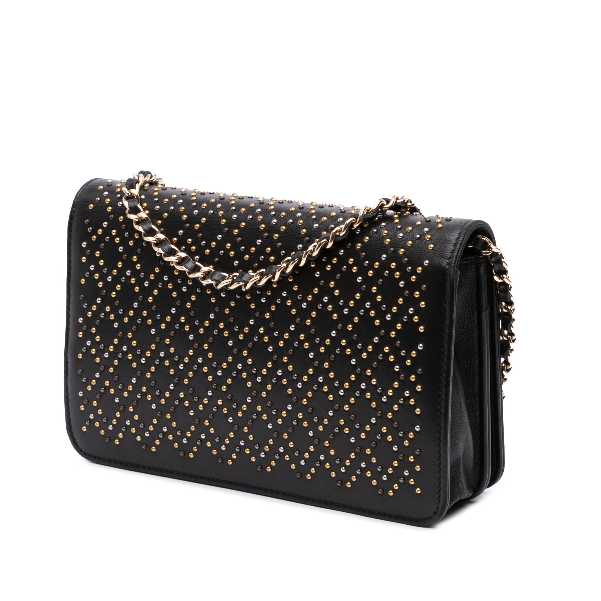 CC Studded Lambskin Wallet on Chain