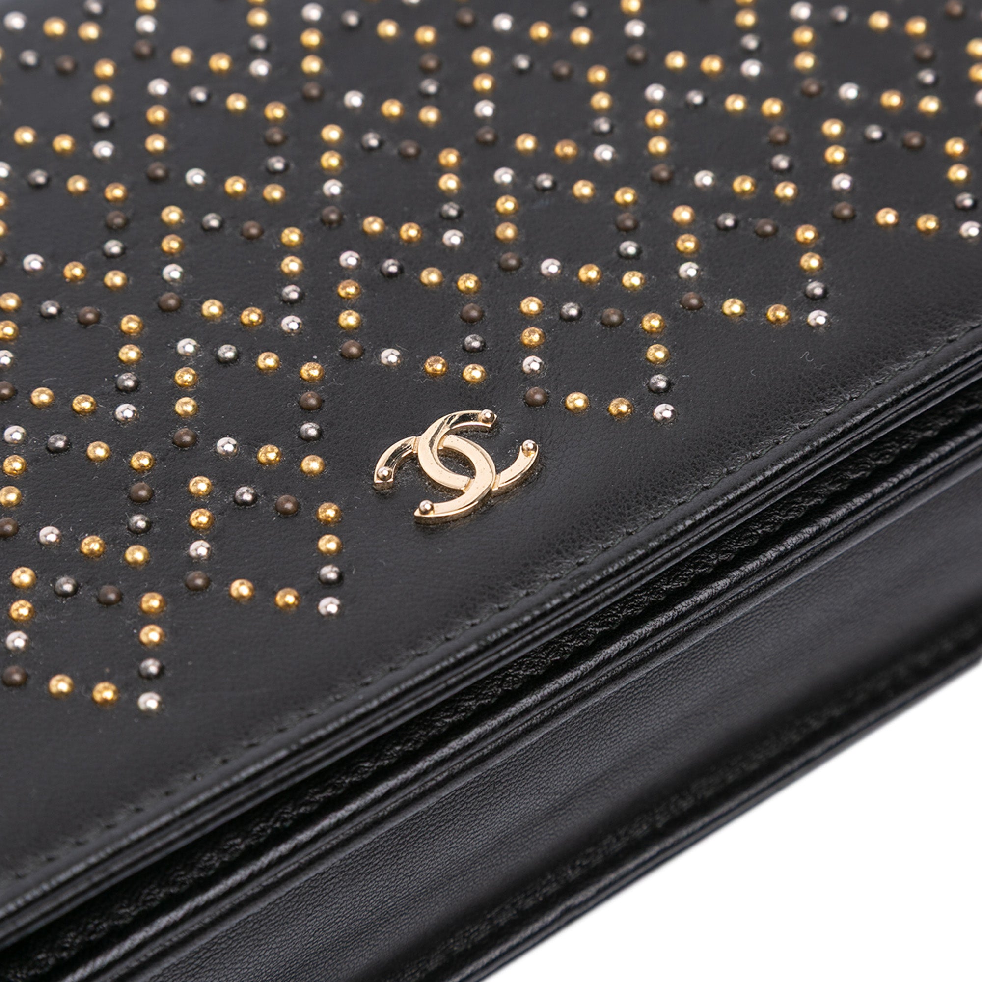 CC Studded Lambskin Wallet on Chain