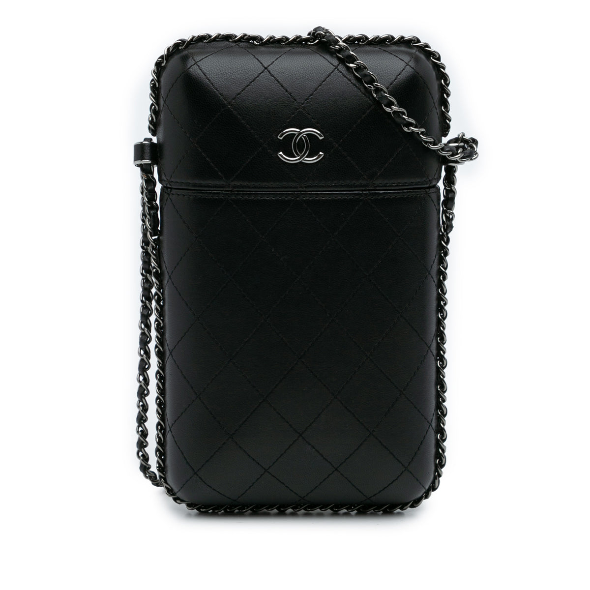 CC Quilted Lambskin Chain Around Phone Holder