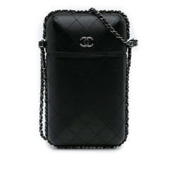 CC Quilted Lambskin Chain Around Phone Holder