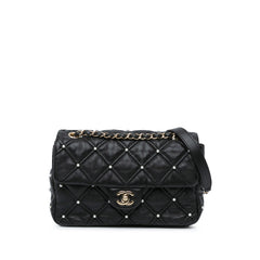 Medium Quilted Lambskin Pearl Studs Flap