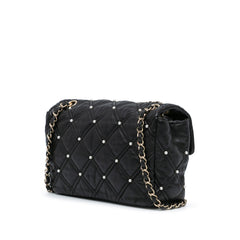 Medium Quilted Lambskin Pearl Studs Flap