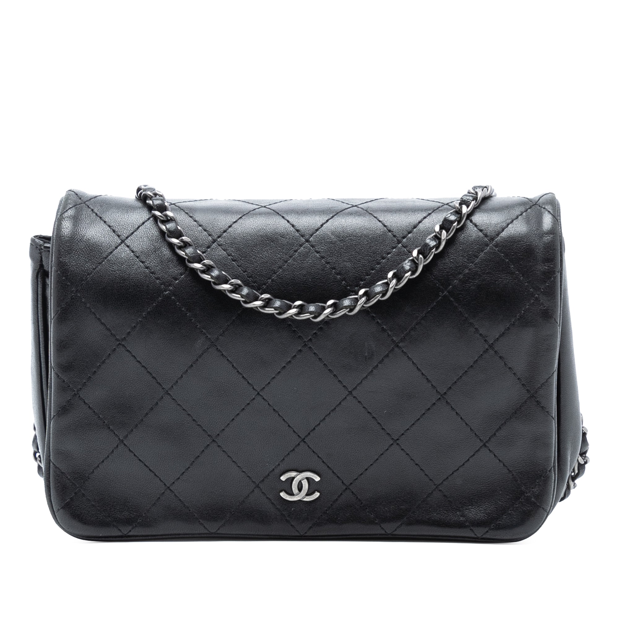 CC Quilted Lambskin Full Flap Wallet on Chain