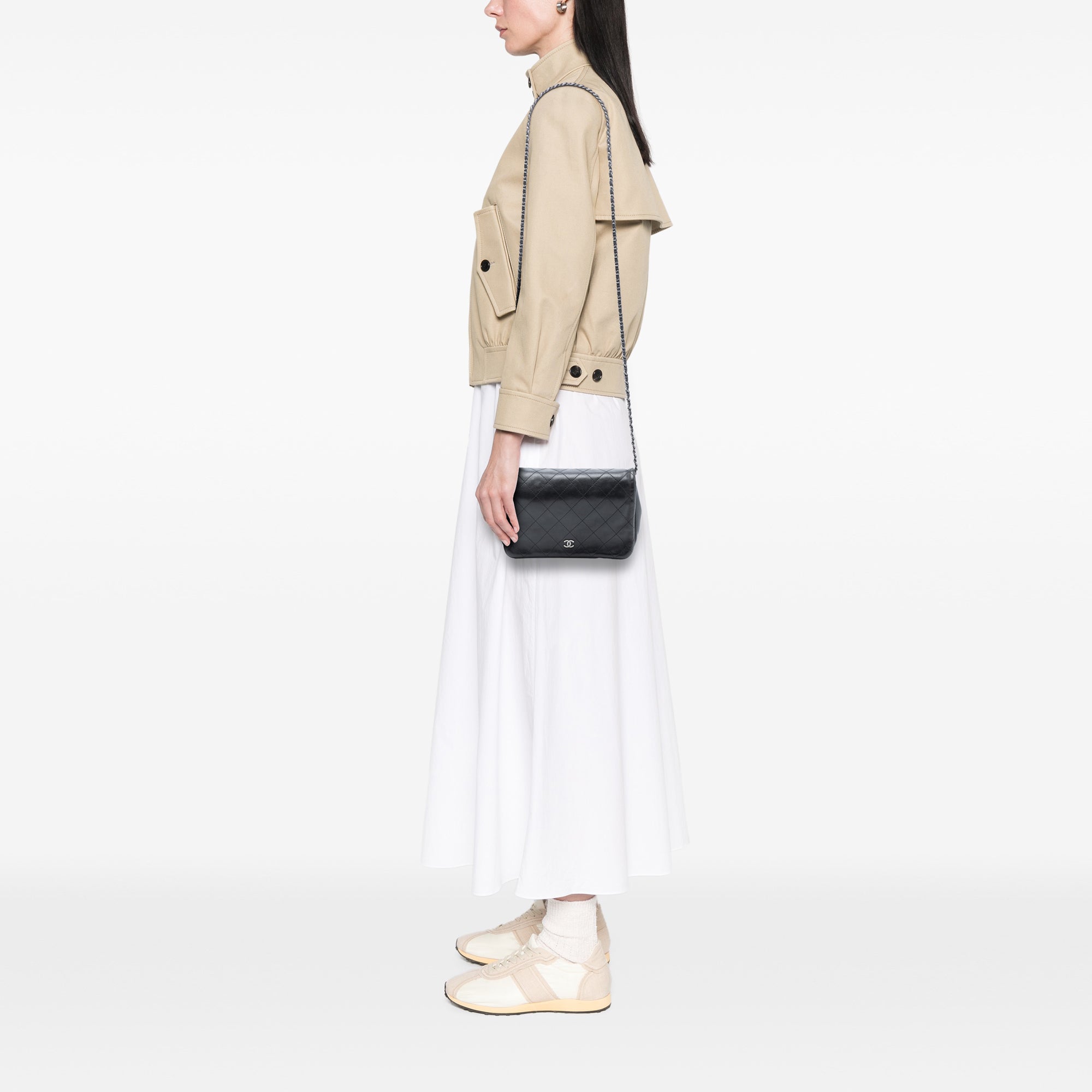 CC Quilted Lambskin Full Flap Wallet on Chain