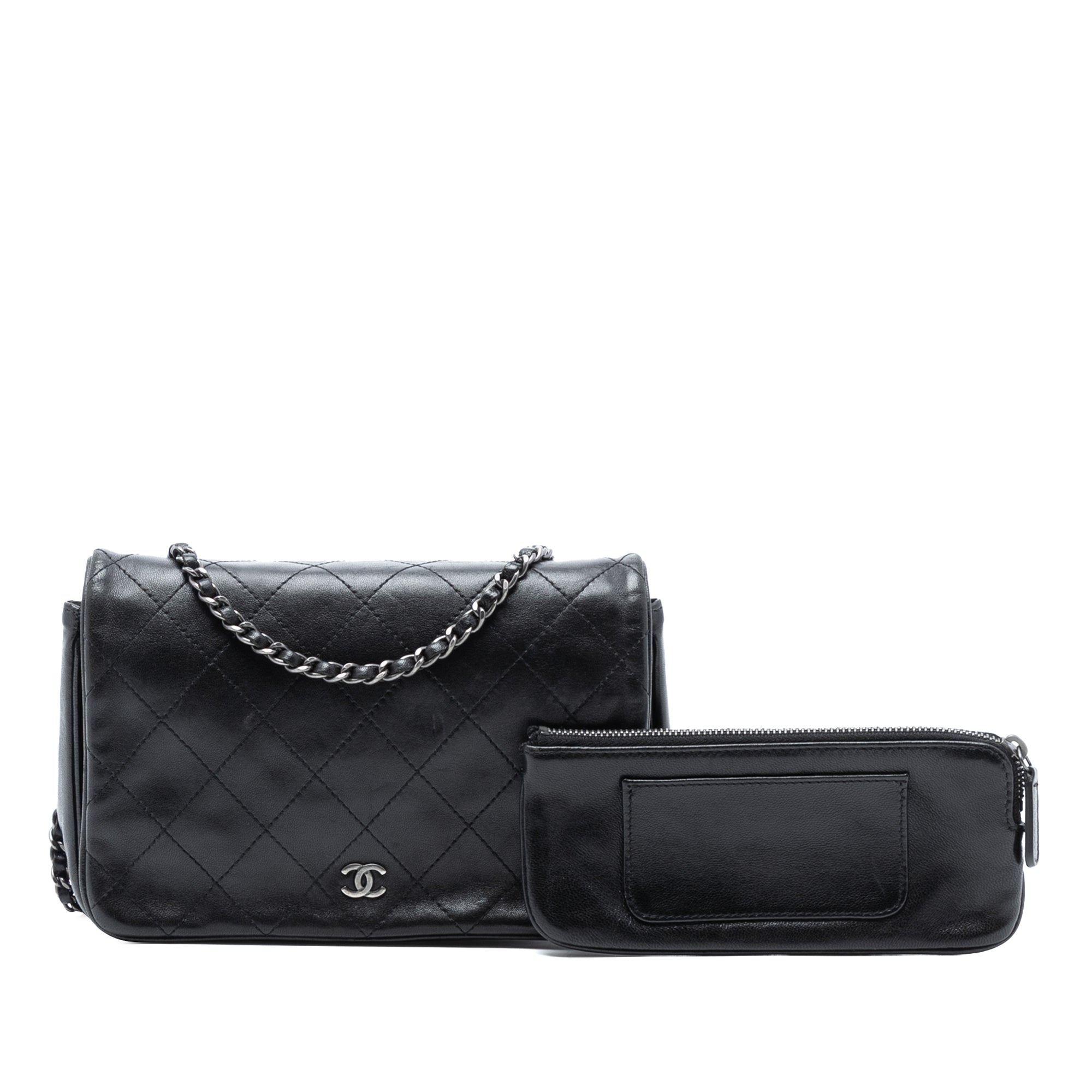 CC Quilted Lambskin Full Flap Wallet on Chain
