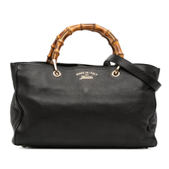 Medium Calfskin Bamboo Shopper Satchel