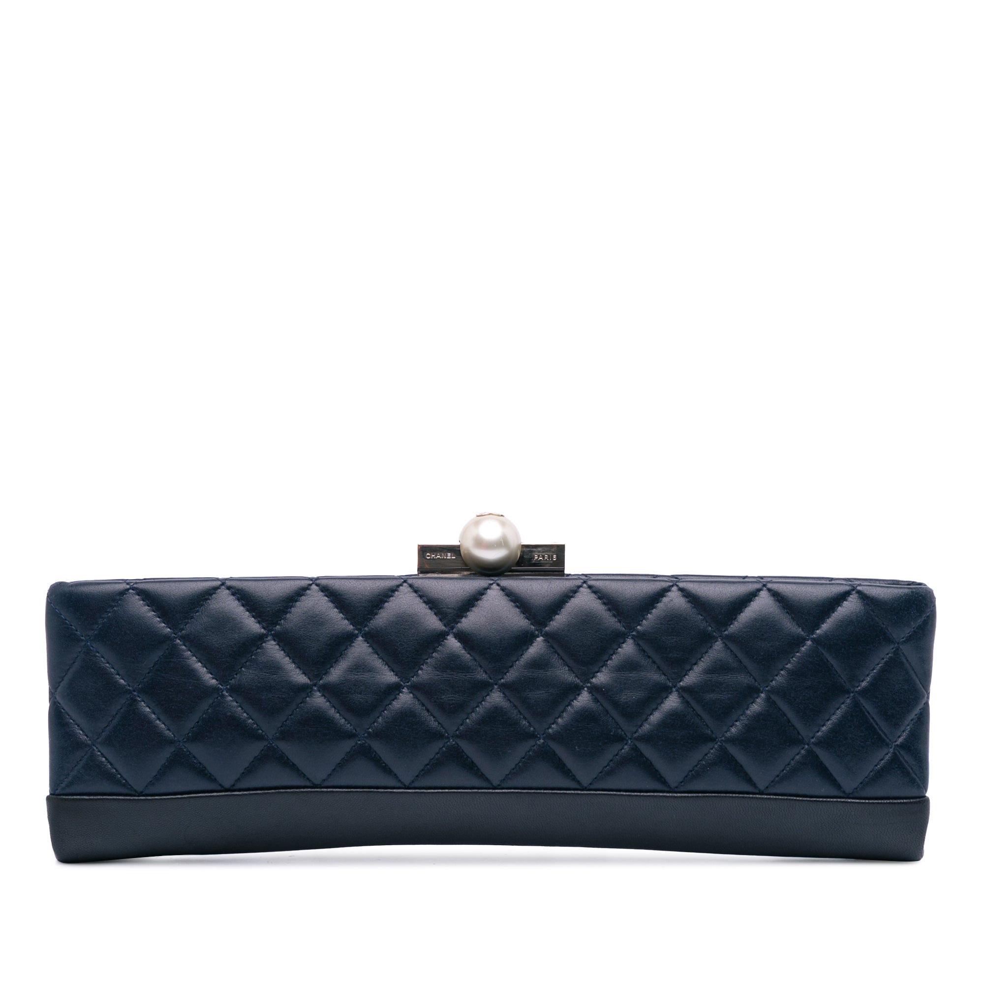 CC Quilted Lambskin Pearl Evening Baguette Clutch