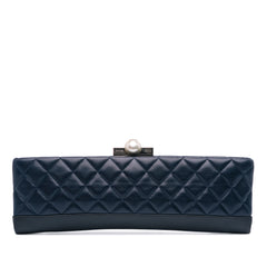 CC Quilted Lambskin Pearl Evening Baguette Clutch
