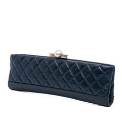 CC Quilted Lambskin Pearl Evening Baguette Clutch