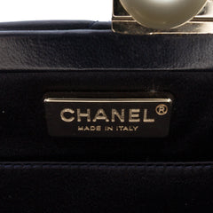 CC Quilted Lambskin Pearl Evening Baguette Clutch